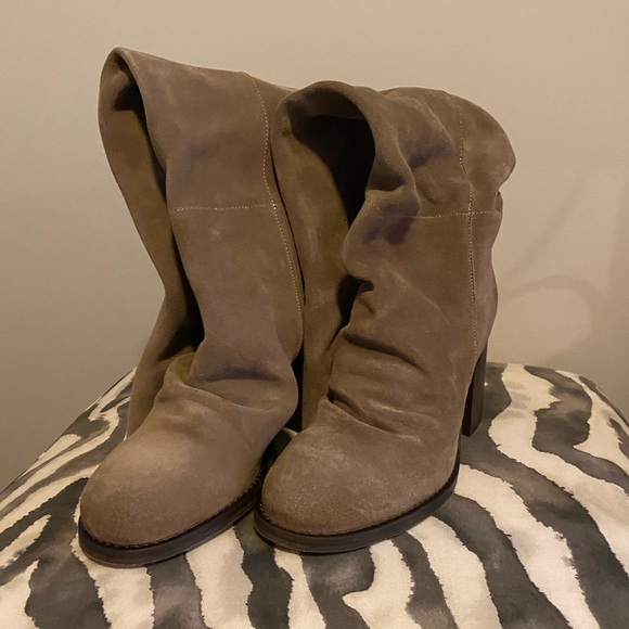 Free People Elle Tall Slouchy Boots in Mushroom Suede - Picture 3 of 5